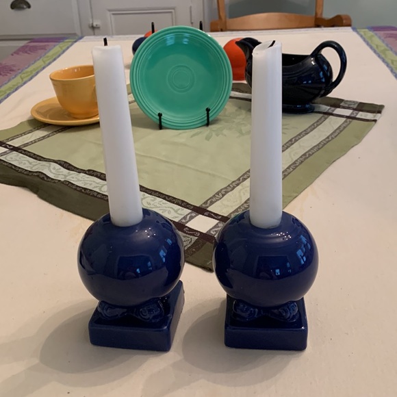 Vintage Fiestaware Cobalt Bulb Candleholders - Picture 8 of 8